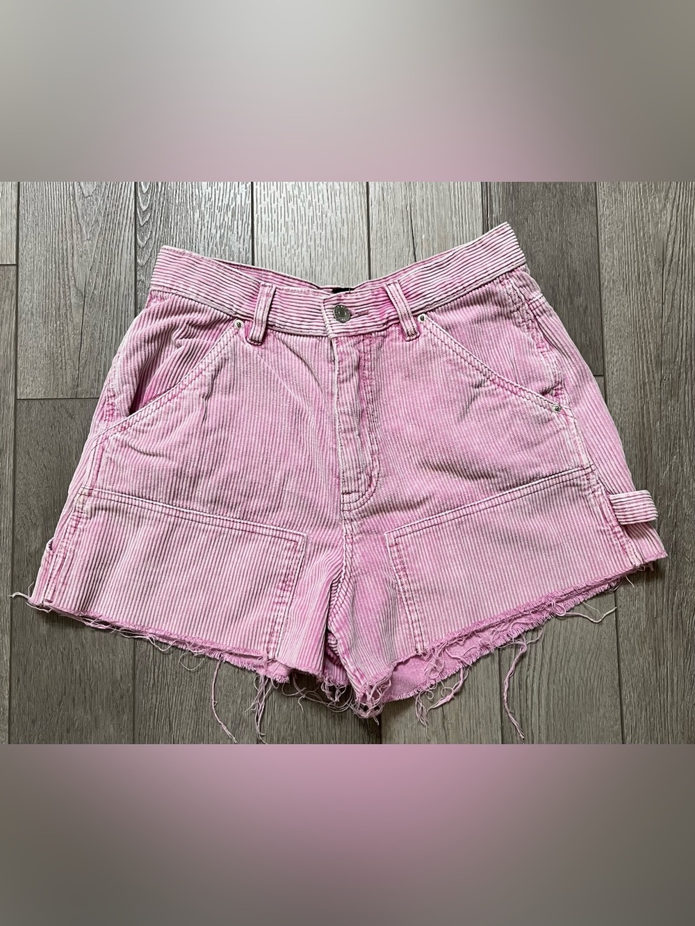 BDG Pink Corduroy High-Rise Utility Shorts Size 27